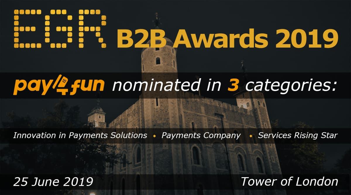 Pay4Fun is a finalist for the EGR B2B Awards